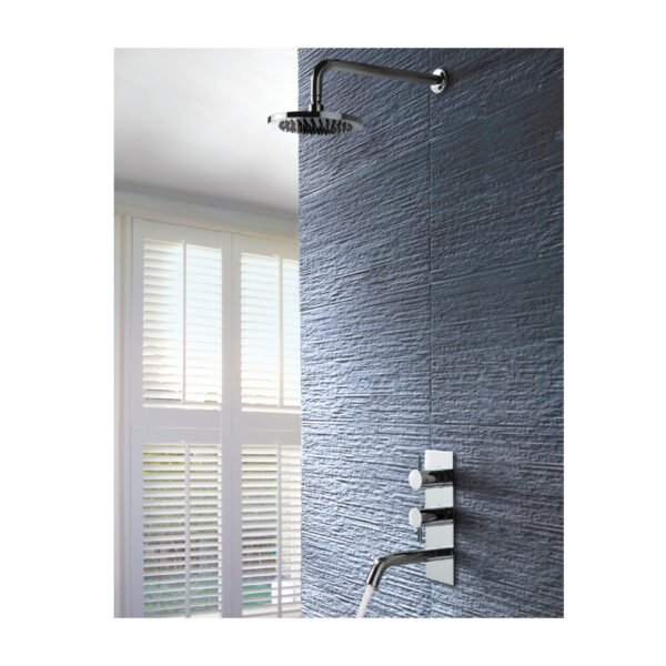 Just Taps Plus Florence 2 Outlet Thermostatic Concealed Shower Valve With Spout And Designer Handle - Chrome - Image 2