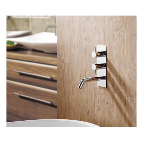 Just Taps Plus Florence 2 Outlet Thermostatic Concealed Shower Valve With Spout And Designer Handle - Chrome - Image 3