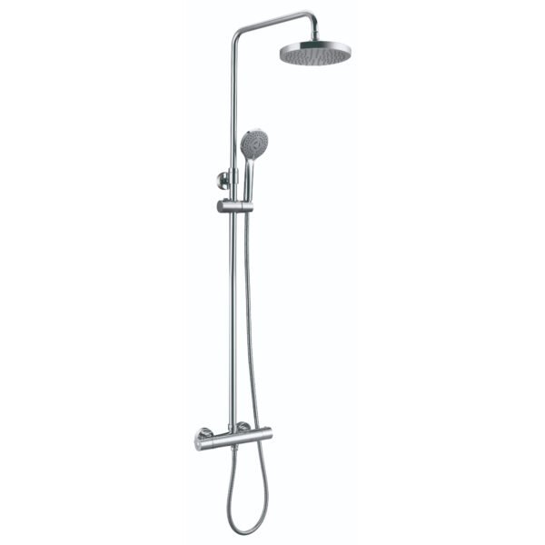 Just Taps Plus Cool Touch 2 Outlets Round Thermostatic Bar Mixer Shower With Adjustable Riser And Shower Kit - Chrome