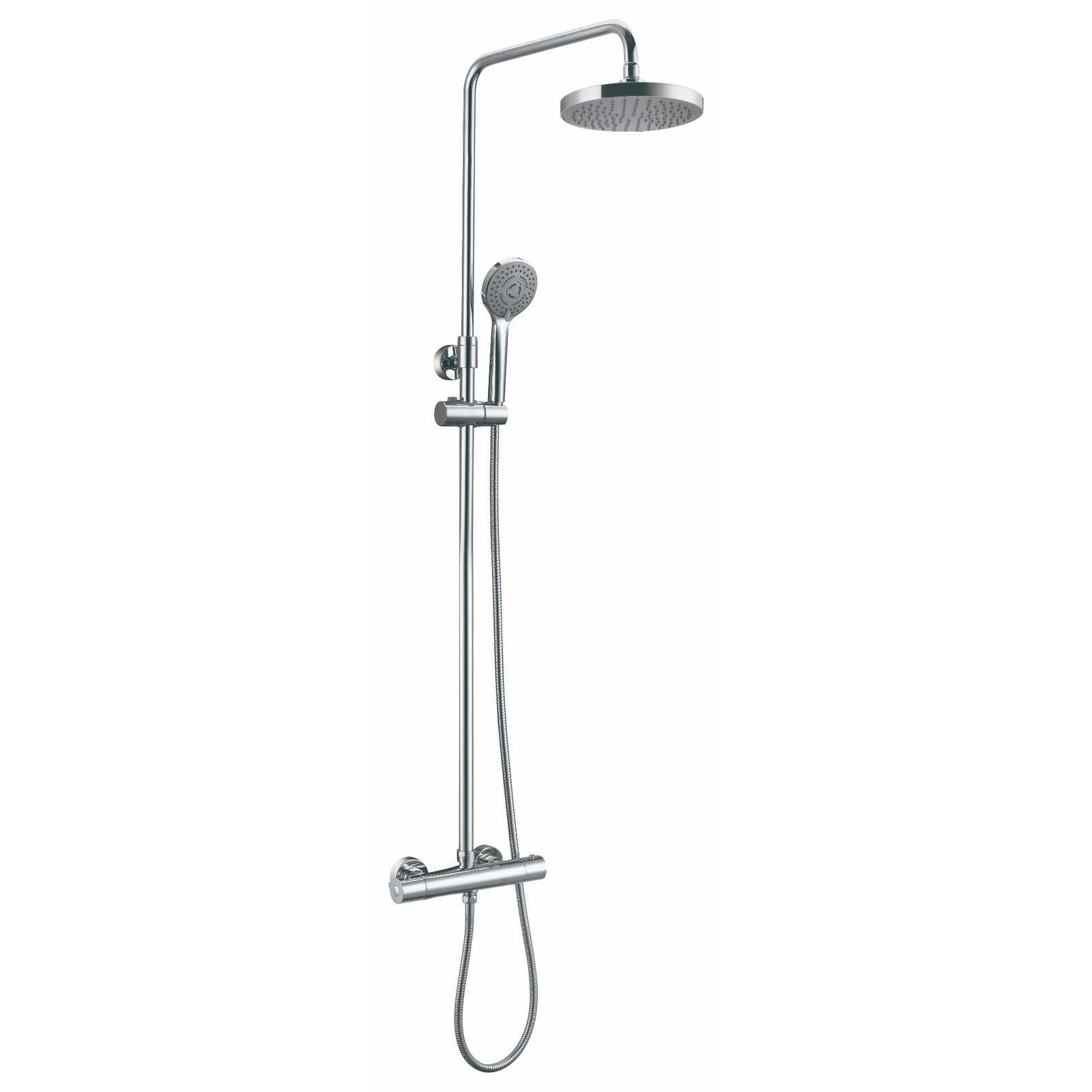 Just Taps Plus Cool Touch 2 Outlets Round Thermostatic Bar Mixer Shower With Adjustable Riser And Shower Kit - Chrome