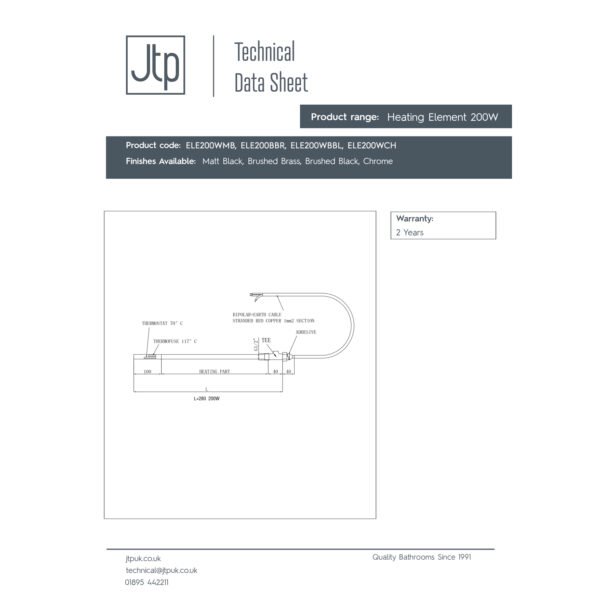 Just Taps Plus Heating Element With T Piece - Brushed Bronze - Image 2