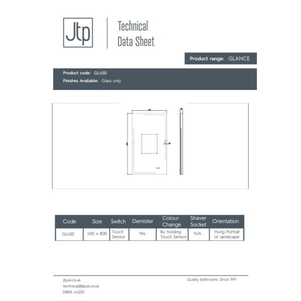 Just Taps Plus Glance Rectangular Illuminated Led Mirror - Image 4
