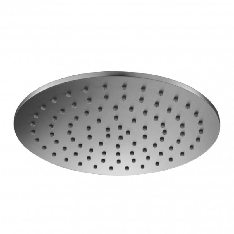 Just Taps Plus Inox Slim Round Fixed Shower Head - 200mm Diameter - Stainless Steel