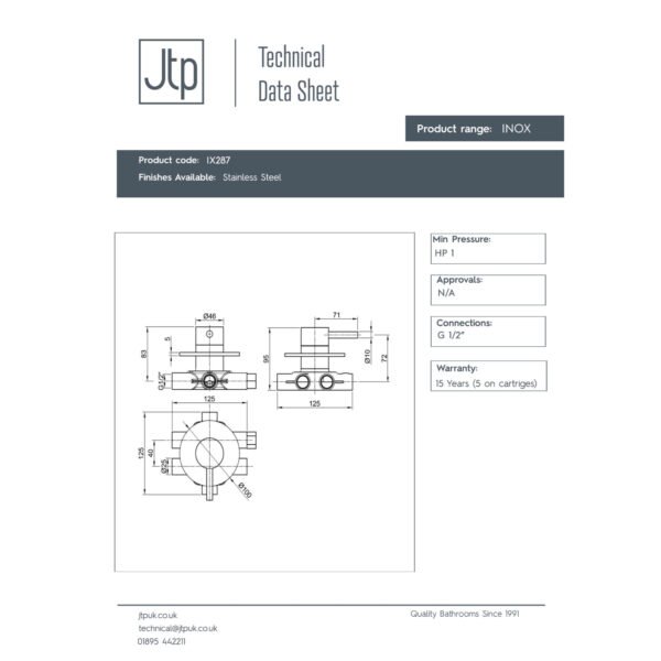 Just Taps Plus Inox 4 Way Diverter Valve - Stainless Steel - Image 2