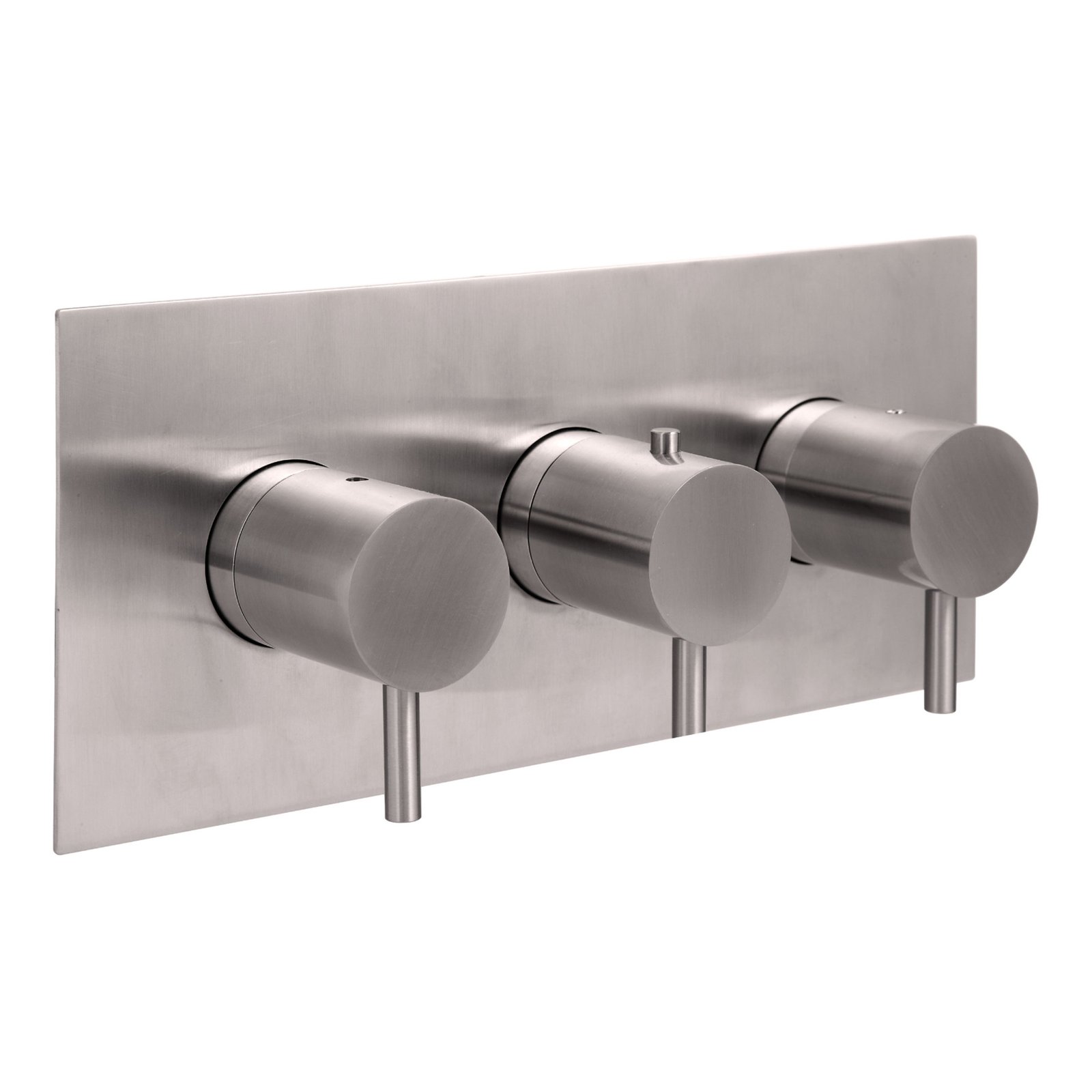 Just Taps Plus Inox 3 Outlet 3 Handle Horizontal Thermostatic Concealed Shower Valve - Stainless Steel