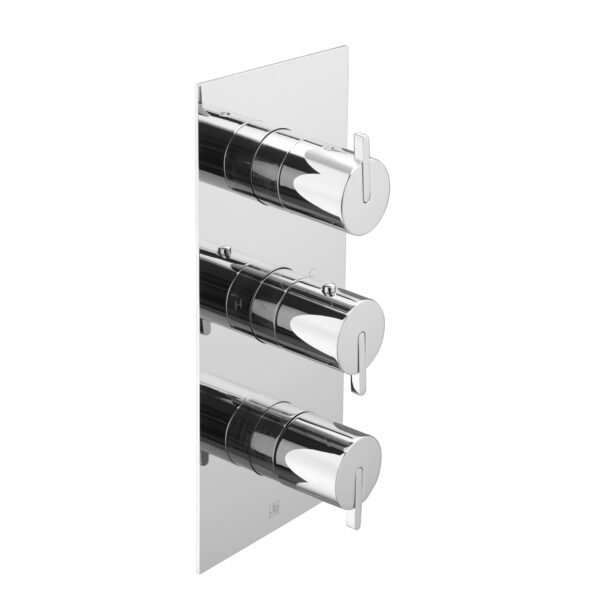 Just Taps Plus Kio 2 Outlet 3 Handle Thermostatic Concealed Shower Valve - Chrome