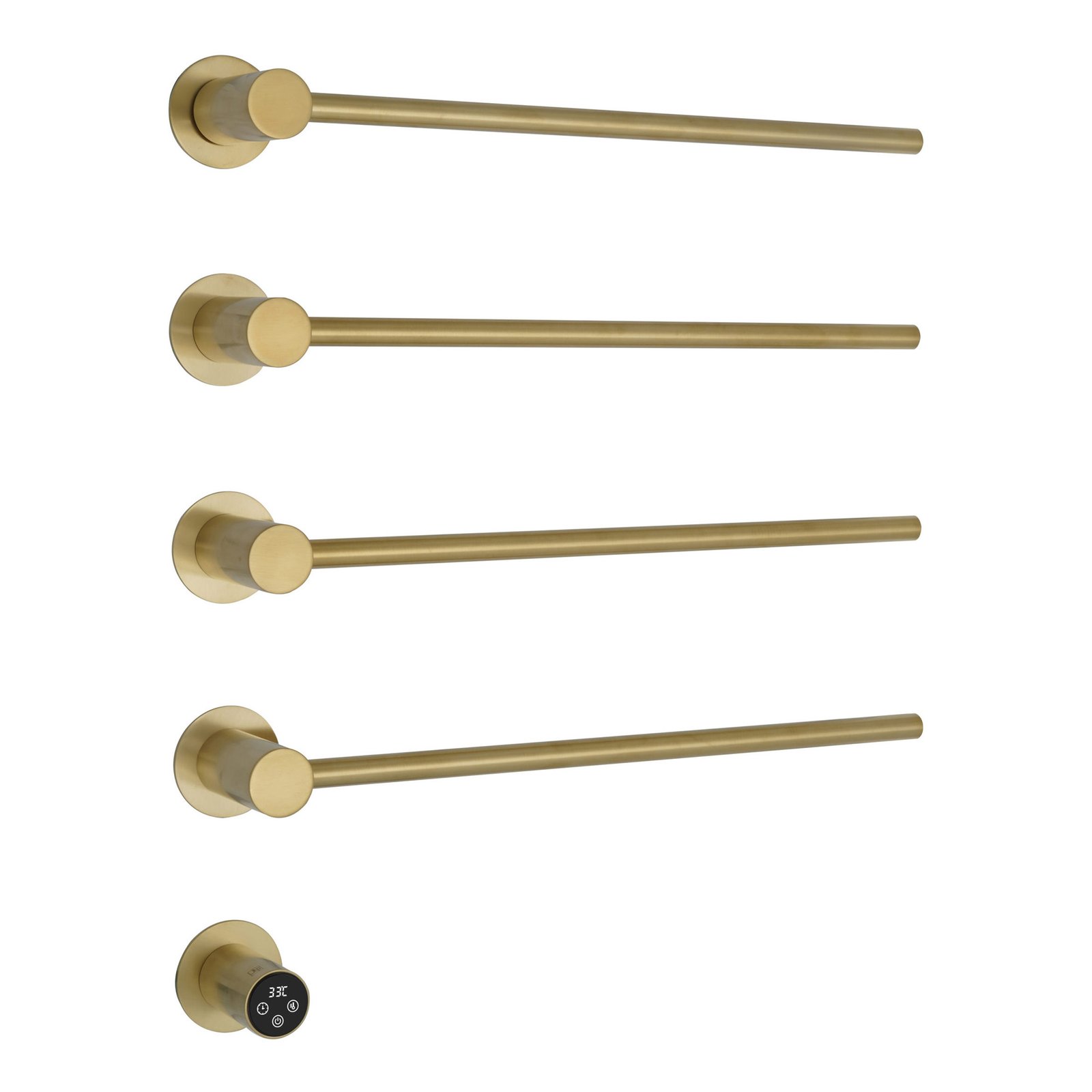 Just Taps Plus Onyx Electric Towel Rail - 536mm X 610mm - Brushed Brass
