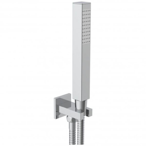 Just Taps Plus Square Shower Handset And Holder Metal Hose - Chrome