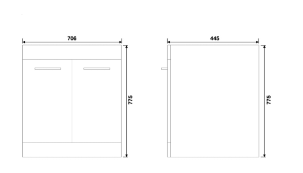 Tissino Angelo 2 Door Floorstanding Vanity Unit With Basin - White - Image 3