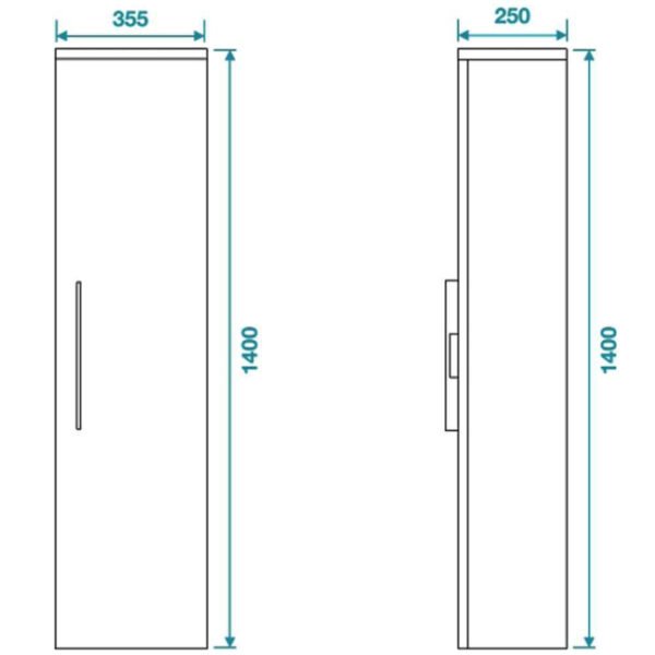 Tissino Angelo 1 Door Tall Storage Unit - 355mm - White - Image 2
