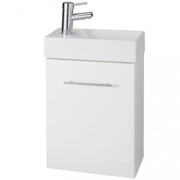Tissino Angelo 1-Door Floor Standing Vanity Unit With Basin - 400mm - Gloss White