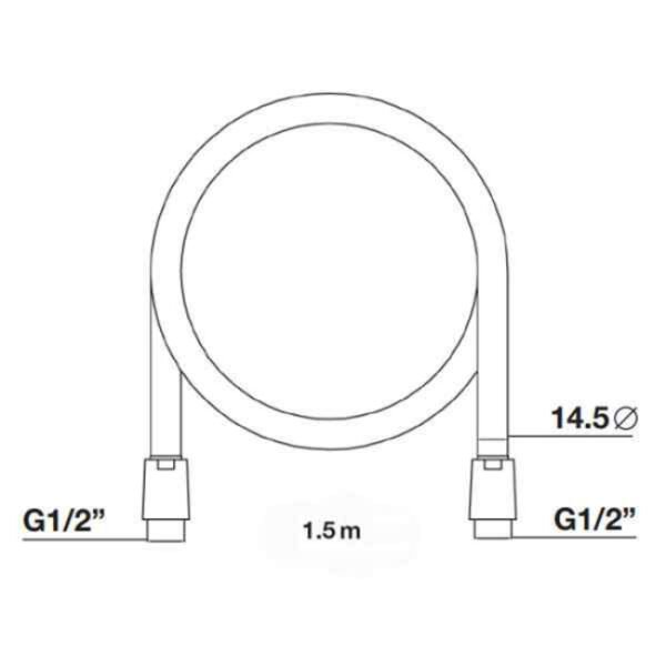 Tissino Mario Smooth Shower Hose - 1500mm - Chrome - Image 2