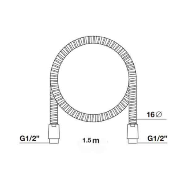 Tissino Mario Braided Metal Shower Hose - 1500mm - Chrome - Image 2