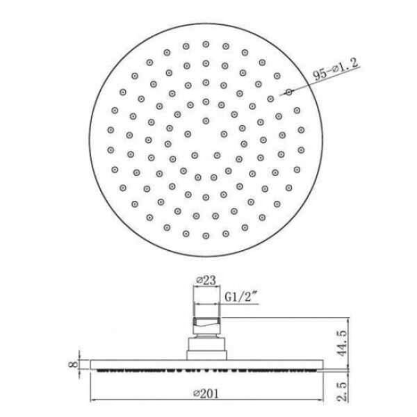 Tissino Mario Brass Round Rain Shower Head - Chrome - Image 2