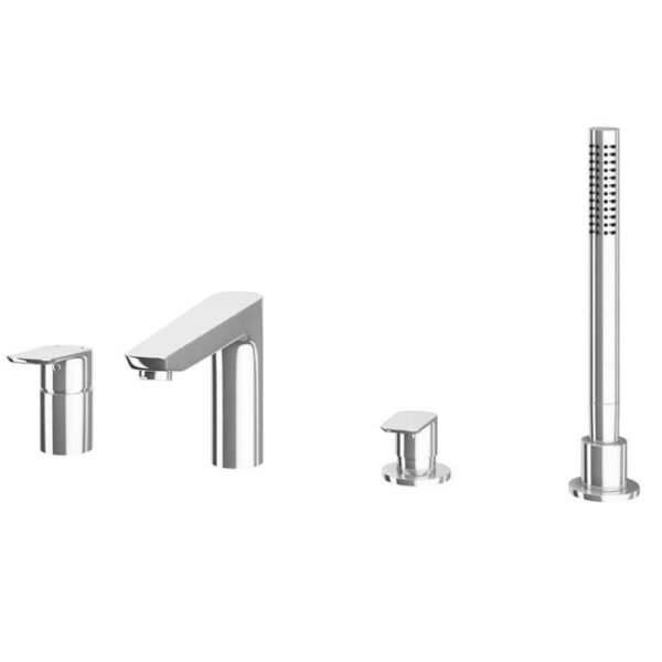 Tissino Parina 4-Hole Bath Shower Mixer Tap With Handset - Chrome