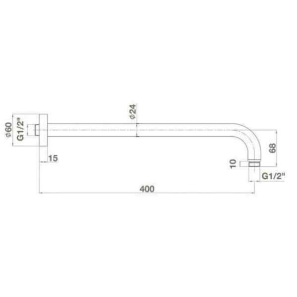 Tissino Parina Round Wall Mounted Shower Arm 400mm Long - Image 2