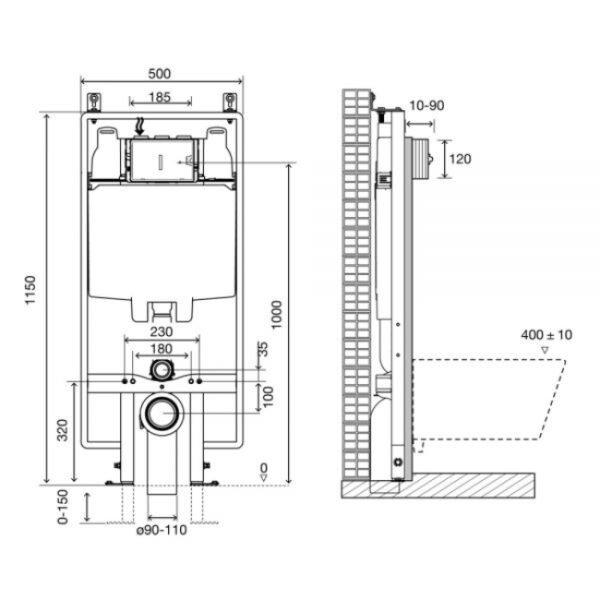 Tissino Rocco2 Universal Cistern Frame - 1140mm - Image 2