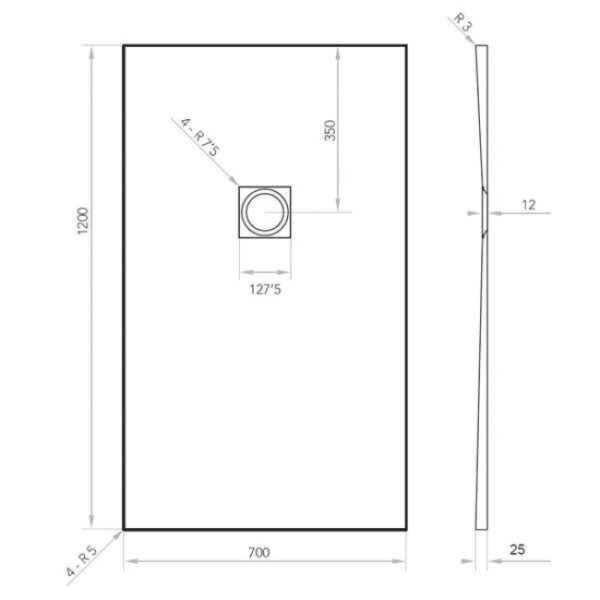 Tissino Giorgio2 Rectangular Shower Tray Grey Slate - Image 7