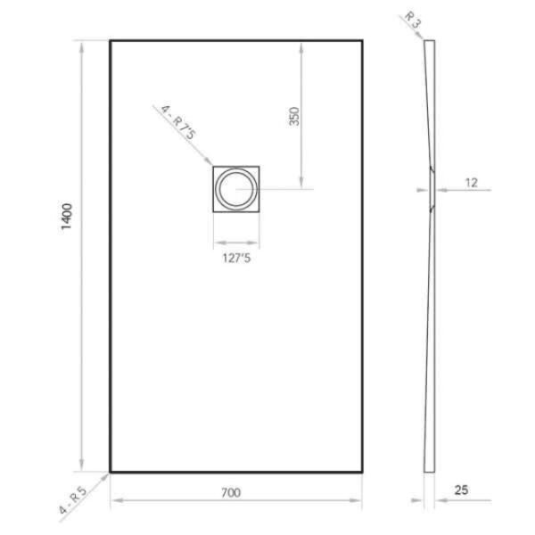 Tissino Giorgio2 Rectangular Shower Tray Grey Slate - Image 8