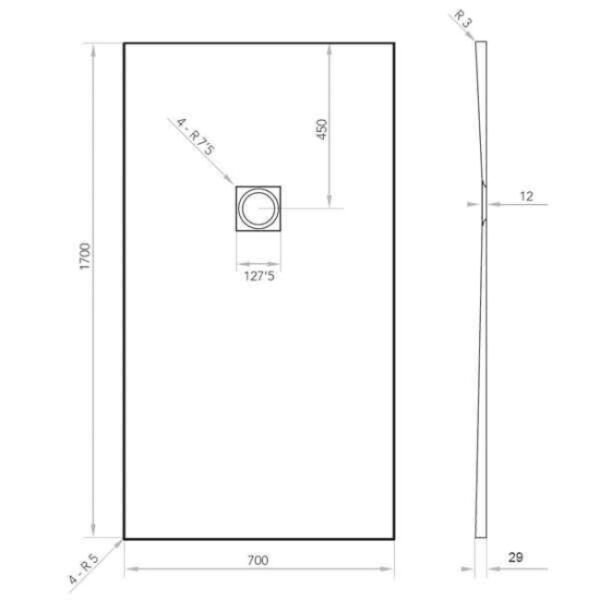 Tissino Giorgio2 Rectangular Shower Tray Grey Slate - Image 11