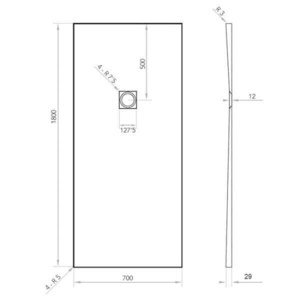 Tissino Giorgio2 Rectangular Shower Tray Grey Slate - Image 12