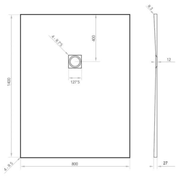 Tissino Giorgio2 Rectangular Shower Tray Grey Slate - Image 18