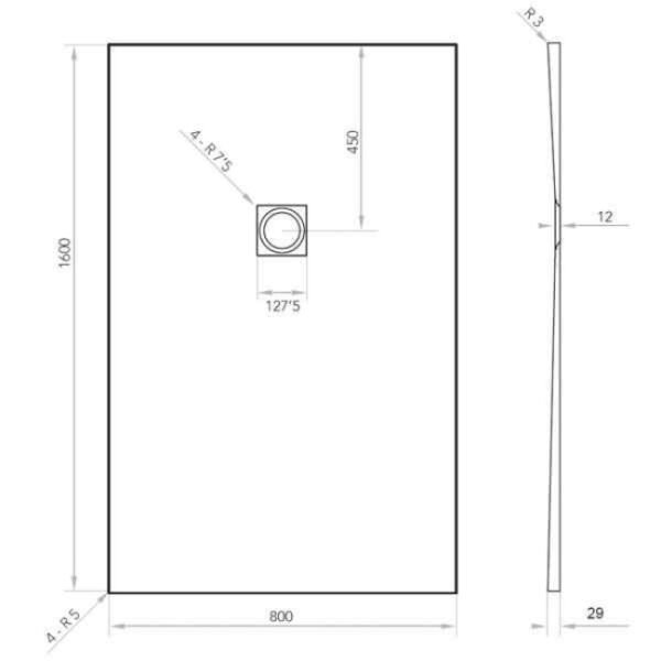 Tissino Giorgio2 Rectangular Shower Tray Grey Slate - Image 20