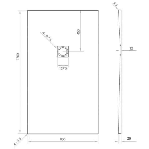 Tissino Giorgio2 Rectangular Shower Tray Grey Slate - Image 21