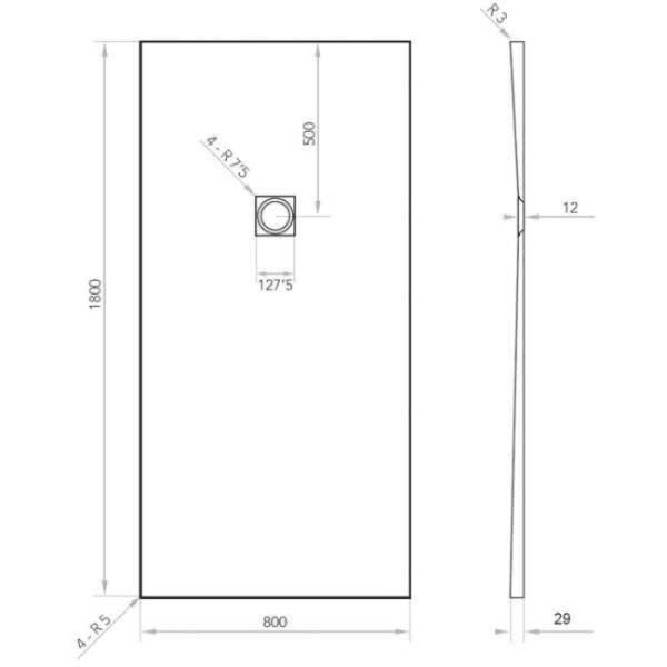 Tissino Giorgio2 Rectangular Shower Tray Grey Slate - Image 22