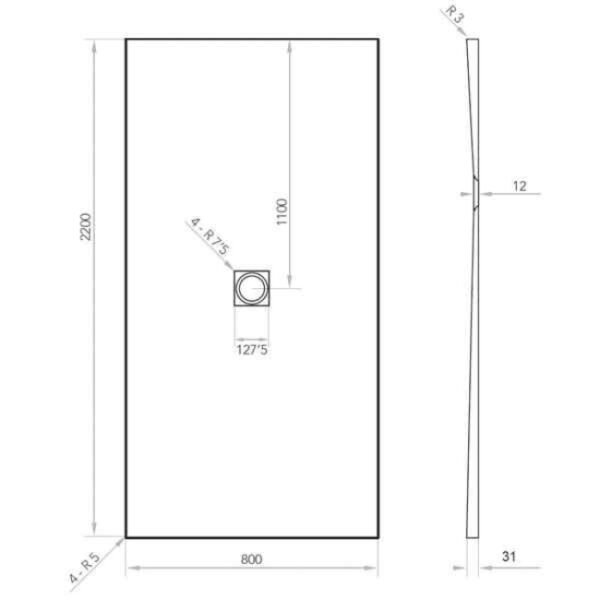 Tissino Giorgio2 Rectangular Shower Tray Grey Slate - Image 25