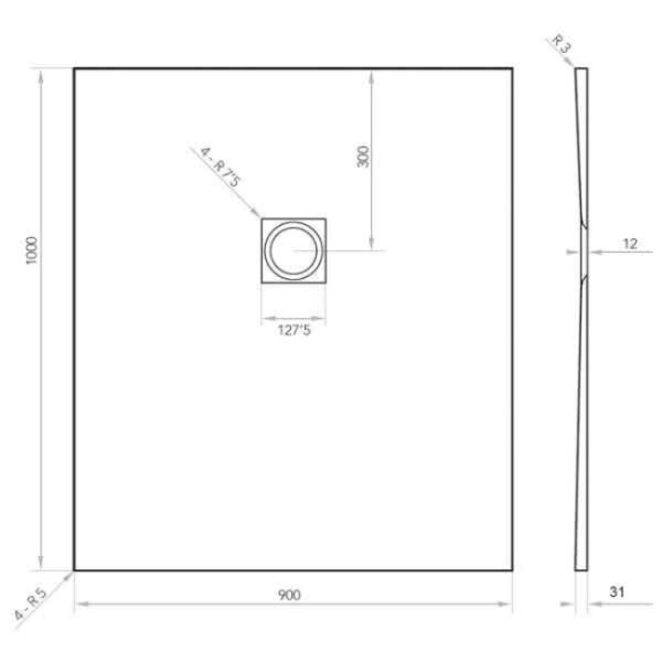 Tissino Giorgio2 Rectangular Shower Tray Grey Slate - Image 26