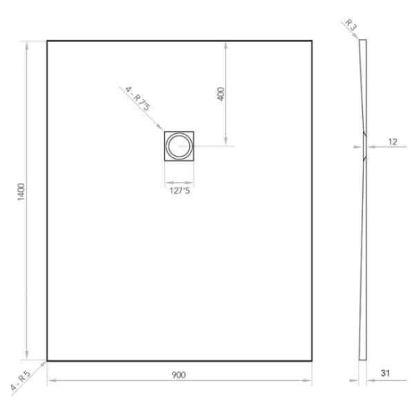 Tissino Giorgio2 Rectangular Shower Tray Grey Slate - Image 28