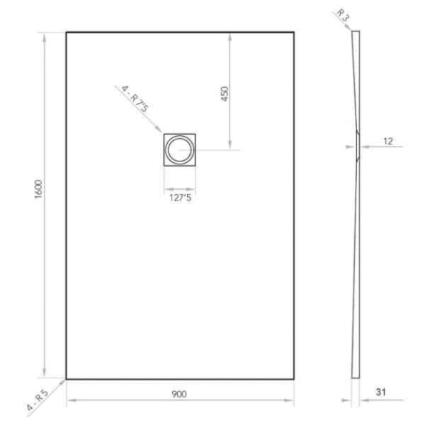 Tissino Giorgio2 Rectangular Shower Tray Grey Slate - Image 30