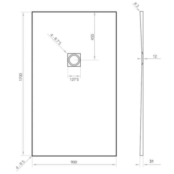 Tissino Giorgio2 Rectangular Shower Tray Grey Slate - Image 31