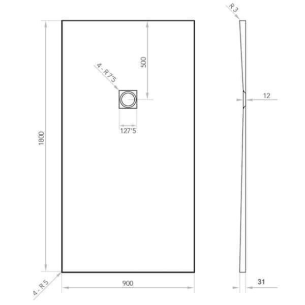 Tissino Giorgio2 Rectangular Shower Tray Grey Slate - Image 32