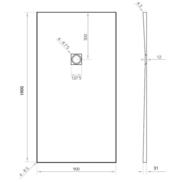 Tissino Giorgio2 Rectangular Shower Tray Grey Slate - Image 33