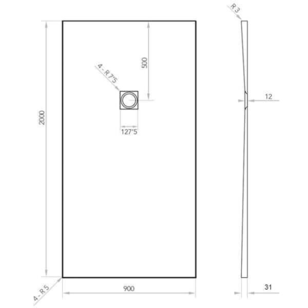 Tissino Giorgio2 Rectangular Shower Tray Grey Slate - Image 34