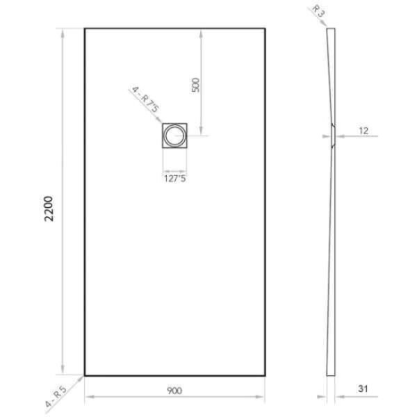 Tissino Giorgio2 Rectangular Shower Tray Grey Slate - Image 35