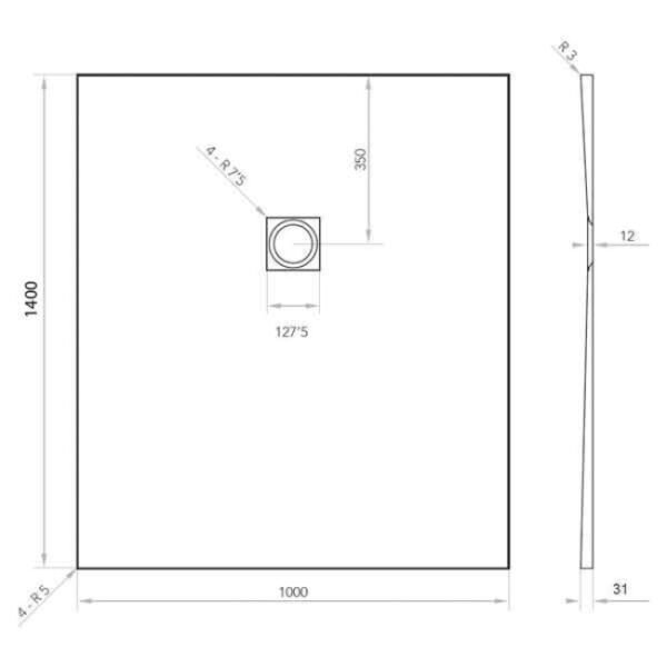 Tissino Giorgio2 Rectangular Shower Tray Grey Slate - Image 37
