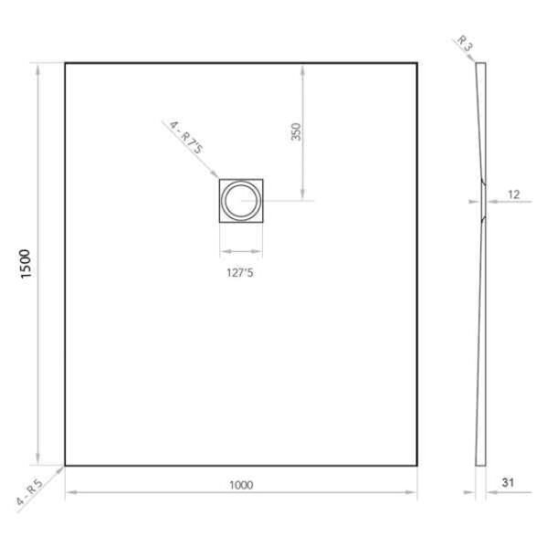 Tissino Giorgio2 Rectangular Shower Tray Grey Slate - Image 38