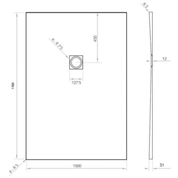 Tissino Giorgio2 Rectangular Shower Tray Grey Slate - Image 40
