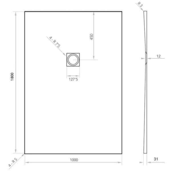 Tissino Giorgio2 Rectangular Shower Tray Grey Slate - Image 41