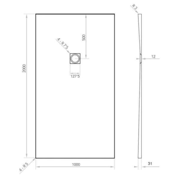 Tissino Giorgio2 Rectangular Shower Tray Grey Slate - Image 43