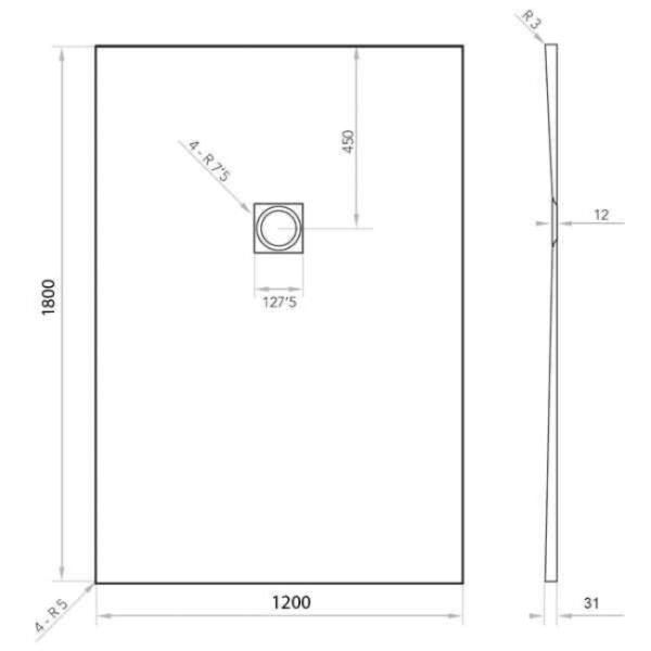 Tissino Giorgio2 Rectangular Shower Tray Grey Slate - Image 45