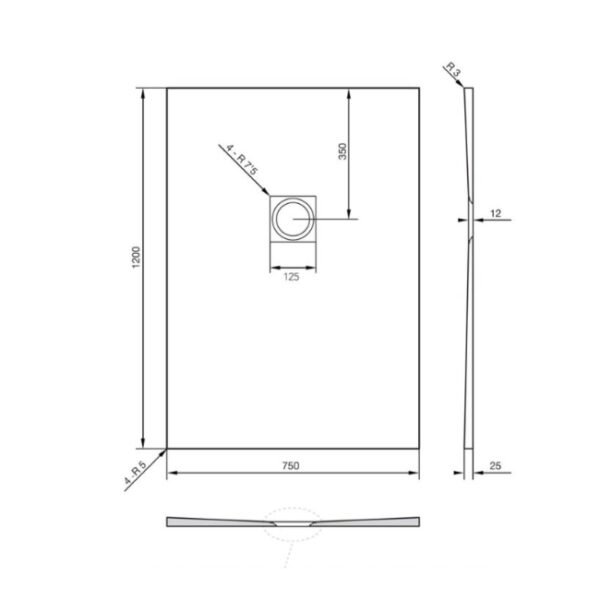 Tissino Giorgio2 Rectangular Shower Tray Grey Slate - Image 3