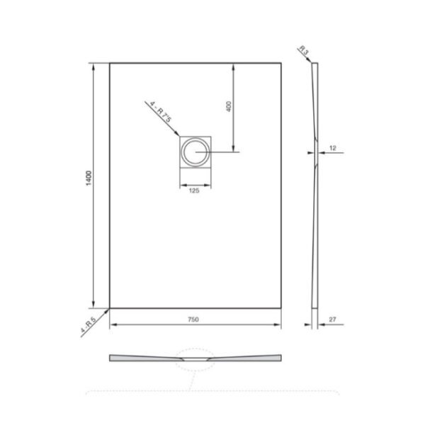 Tissino Giorgio2 Rectangular Shower Tray Grey Slate - Image 4