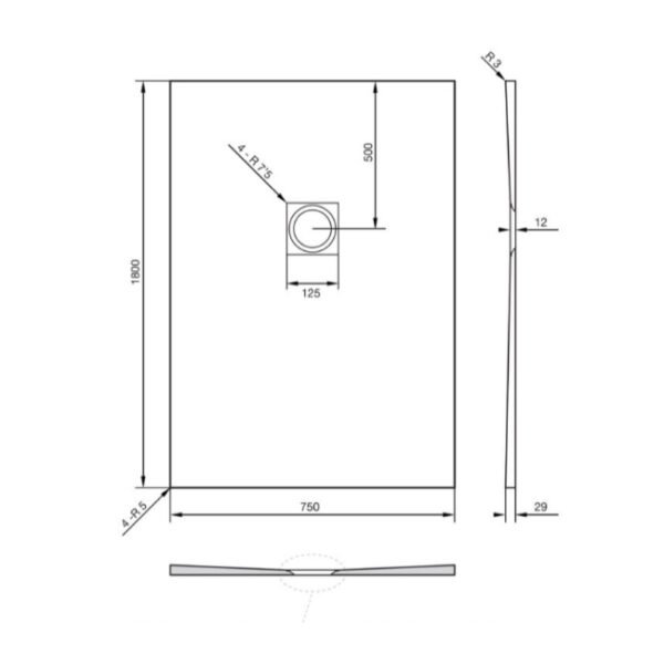 Tissino Giorgio2 Rectangular Shower Tray Black Slate - Image 48