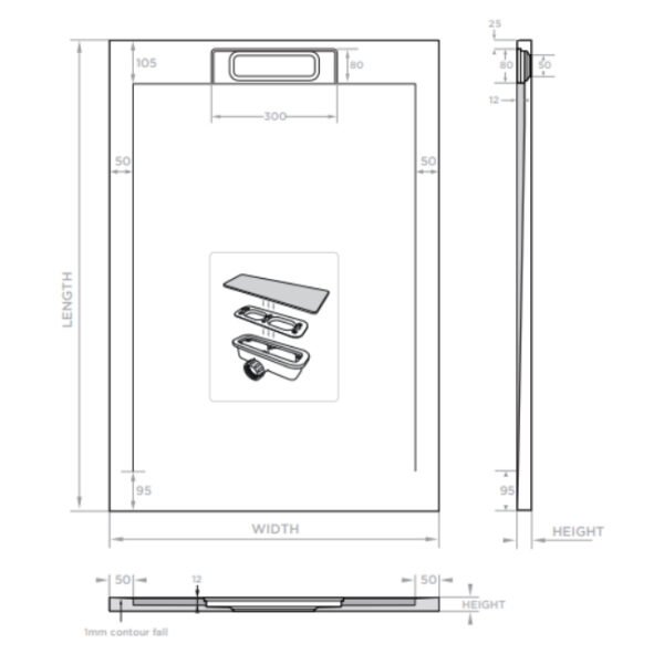 Tissino Giorgio Lux Rectangular Shower Tray Grey Slate - Image 2