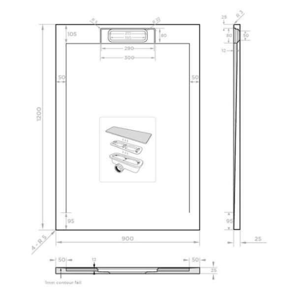 Tissino Giorgio Lux Rectangular Shower Tray Grey Slate - Image 10