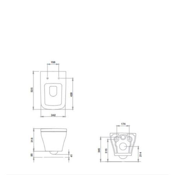 Tissino Savuto Wall Hung Pan With Soft Close Seat - White - Image 2